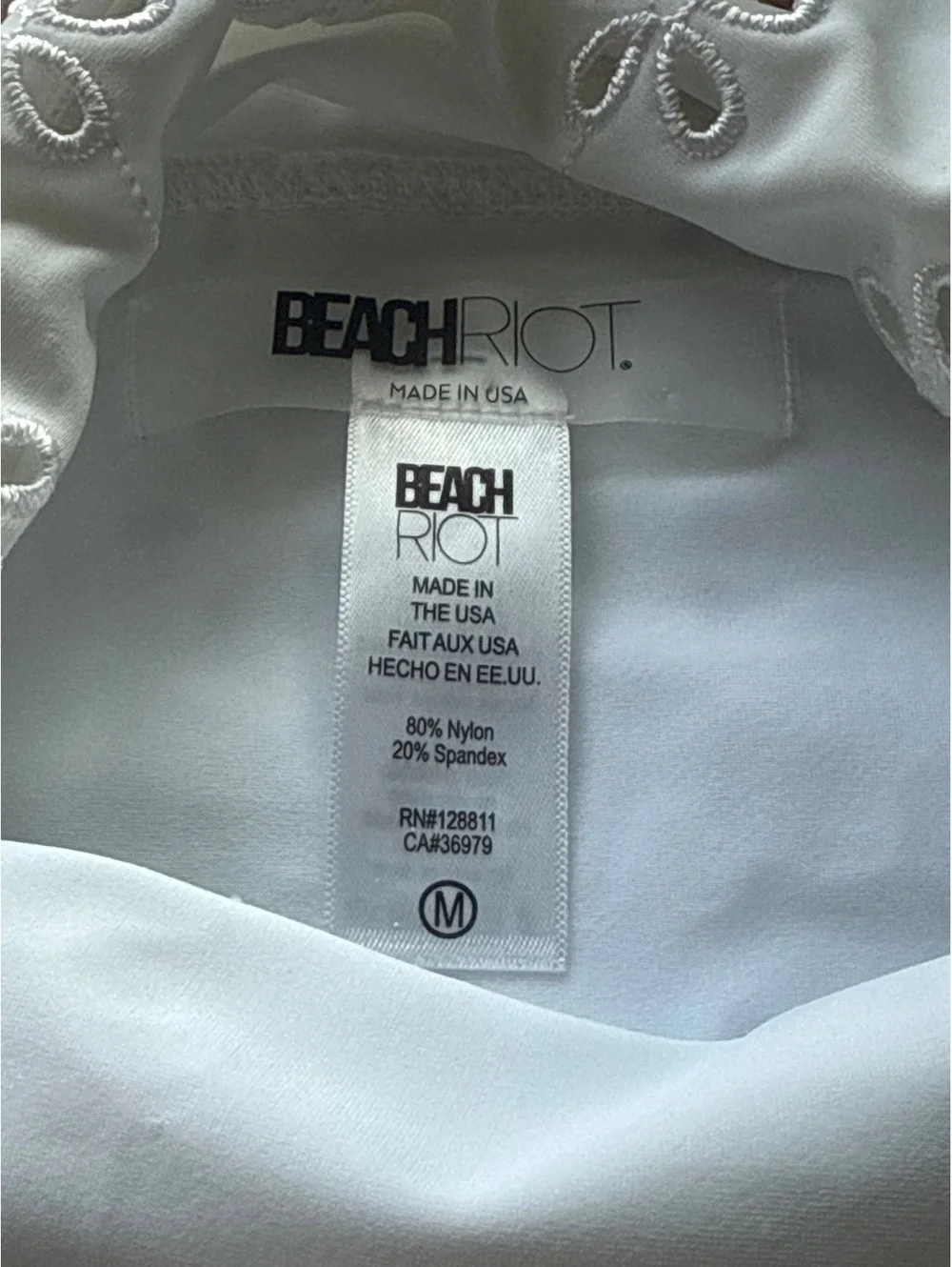 Beach Riot Women's Floral Eyelet Hazel Bikini Bottom High Waist White Size M